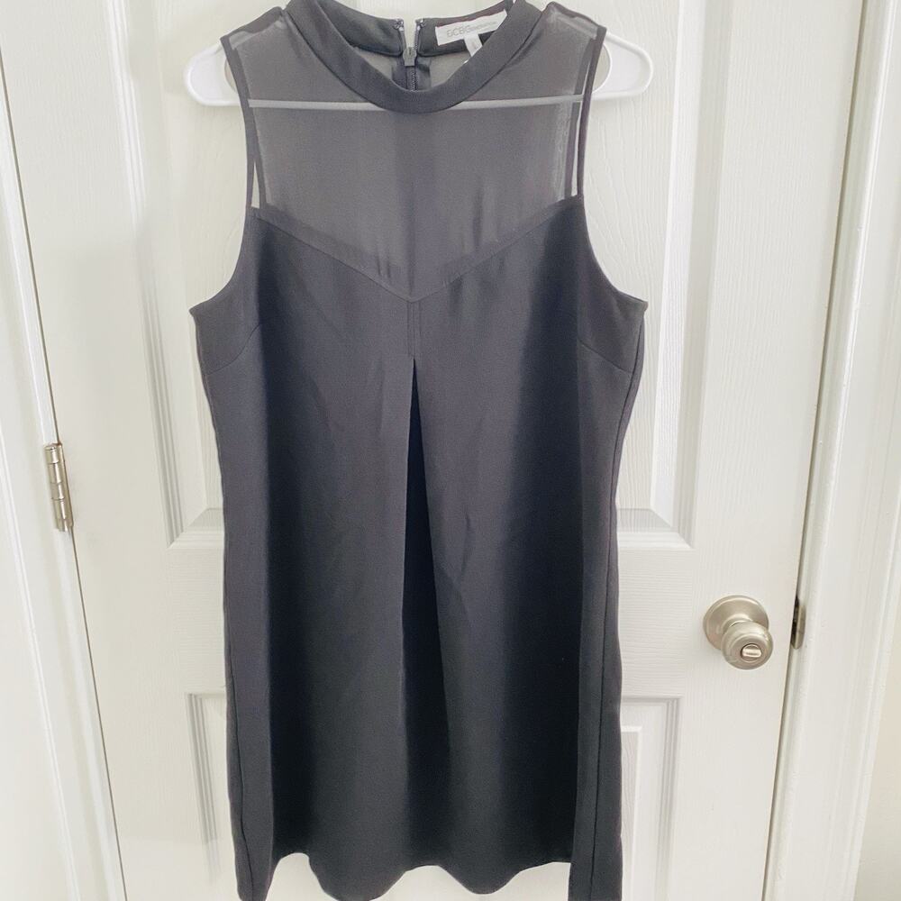 BCBGENERATION Dress Womens M Black Sheer Mesh Yoke Illusion Y2k Goth Whimsigoth